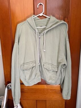 aerie Sage Green Zip-Up Hoodie